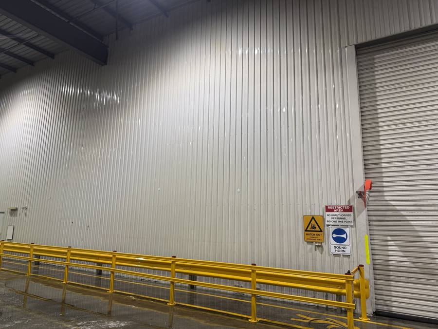 Warehouse wall cladding after cleaning